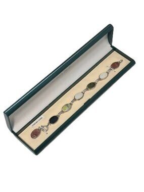 Connemara Marble 925 Sterling Silver Bracelet Ireland NWT Gift Box